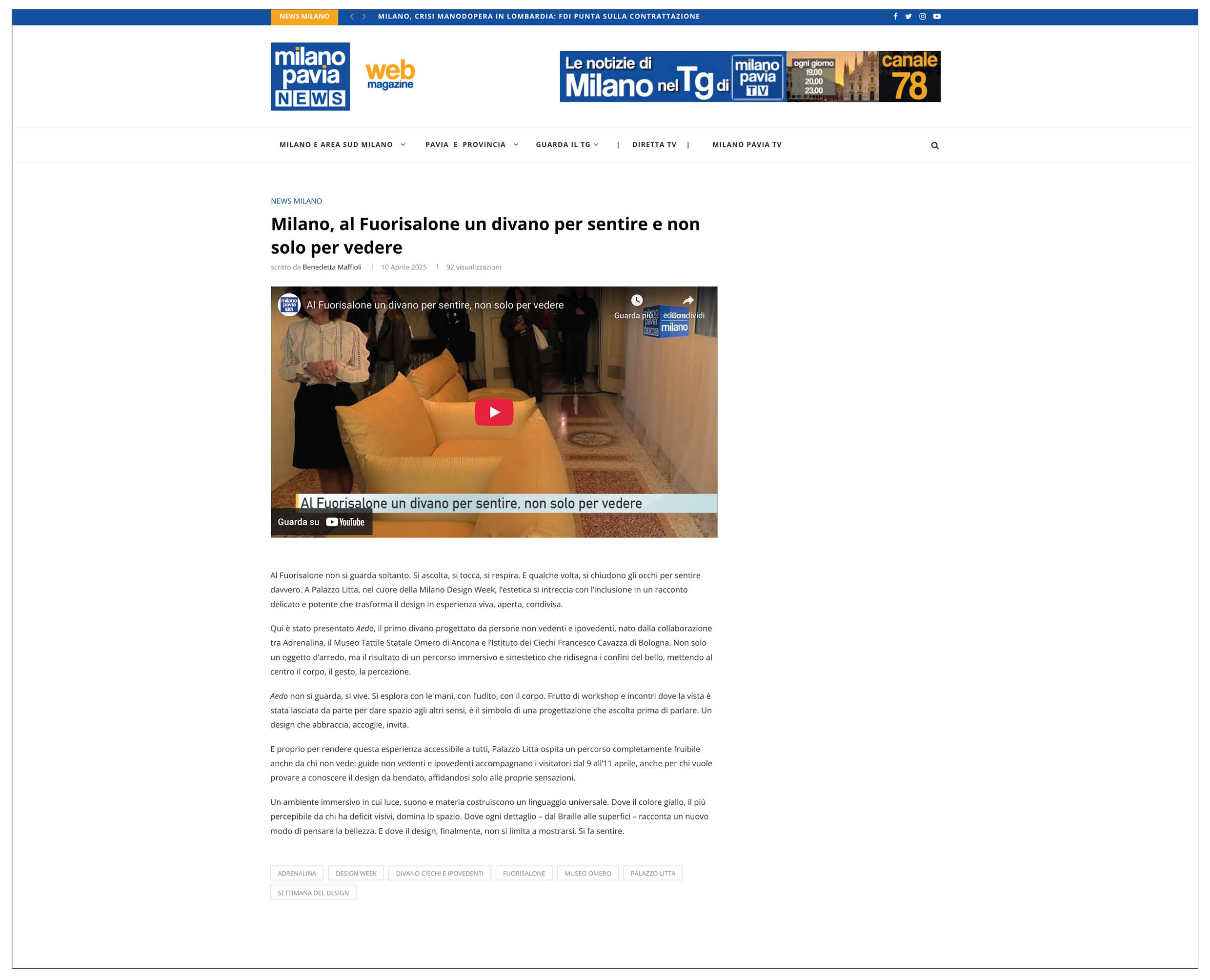 Milano Pavia news 04/25 - Adrenalina